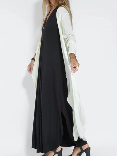 Vestido maxi sin mangas con escote en V y abertura, tallas grandes