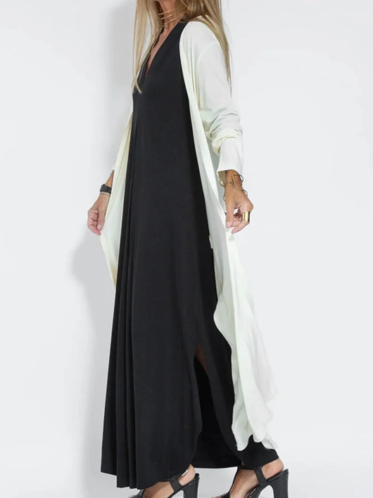 Vestido maxi sin mangas con escote en V y abertura, tallas grandes