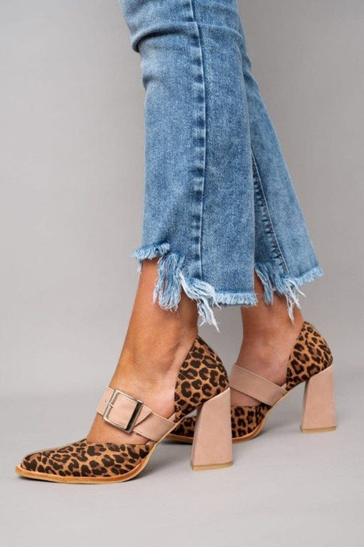 Isabel™ | Tacones de bloque con estampado de leopardo audaz