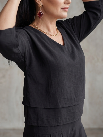 Rocío | Conjunto de top en capas y pantalón de pierna ancha