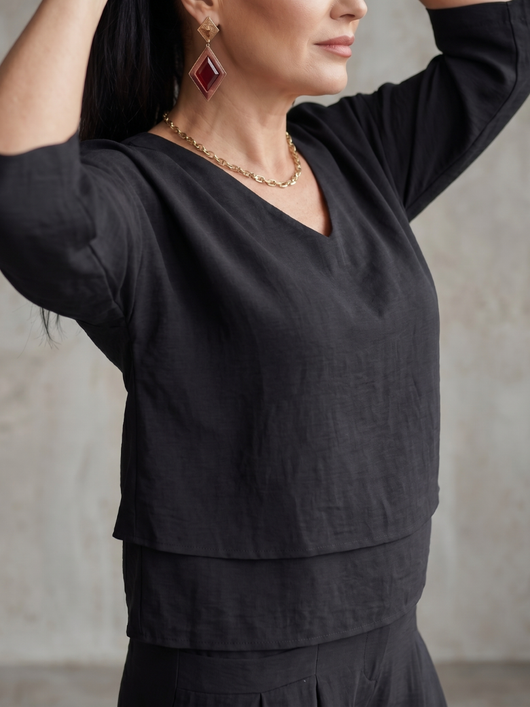 Rocío | Conjunto de top en capas y pantalón de pierna ancha