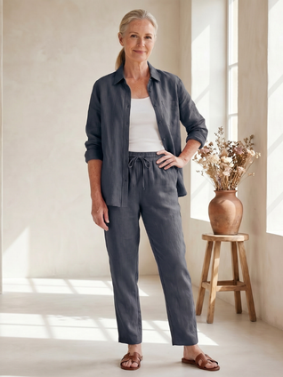 Nora | Conjunto de camisa de manga larga y pantalones entallados