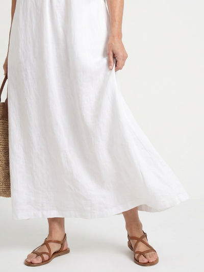 Adelaida | Vestido midi sin mangas con ribete de volantes en el cuello