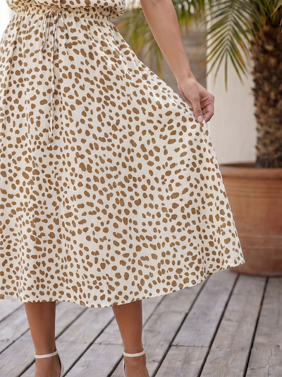 Belén | Vestido midi estampado con botones en la parte delantera y cinturón