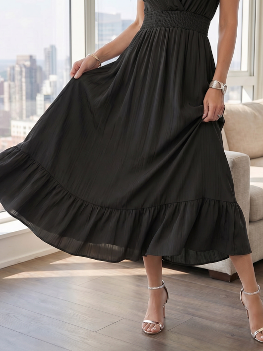 Clotilde | Vestido midi con mangas de volantes y cintura fruncida