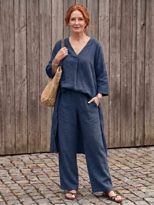 Ónix | Túnica holgada y pantalón de pierna ancha (conjunto)