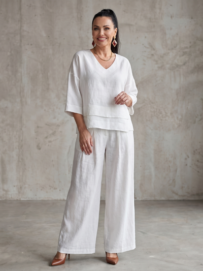 Rocío | Conjunto de top en capas y pantalón de pierna ancha
