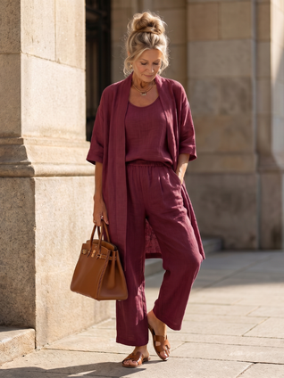 Yasmina | Conjunto de tres piezas: top y pantalón de corte holgado