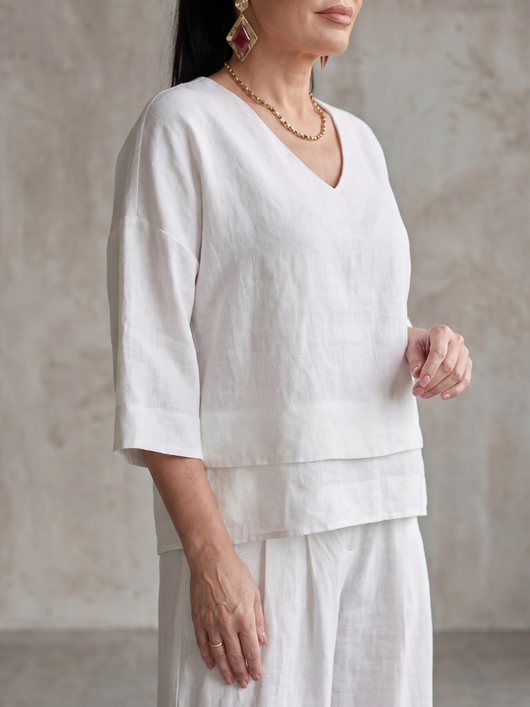 Rocío | Conjunto de top en capas y pantalón de pierna ancha