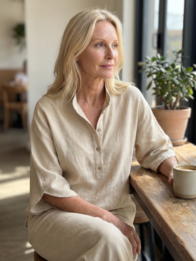 Amparo | Conjunto de túnica y pantalón de corte relajado con botones frontales