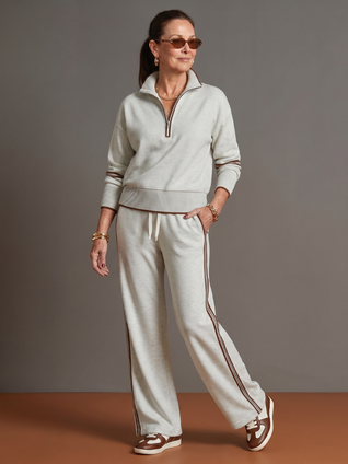 Lluvia | Top de cuello con cremallera de manga larga y pantalones con franja lateral - conjunto