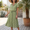 Belén | Vestido midi estampado con botones en la parte delantera y cinturón