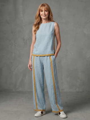 Isabel | Conjunto de top sin mangas y pantalones de pierna ancha con contraste