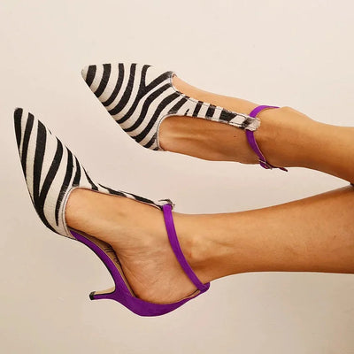Davinia™ | Tacones de aguja con estampado de cebra audaz