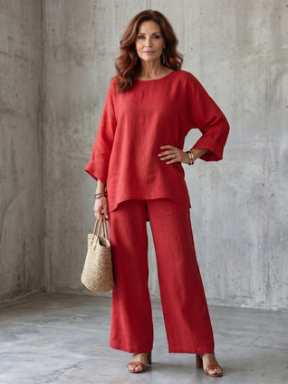 Pilar | Conjunto de túnica oversize y pantalón de pierna ancha