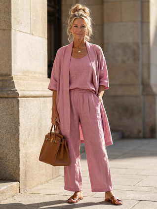 Yasmina | Conjunto de tres piezas: top y pantalón de corte holgado