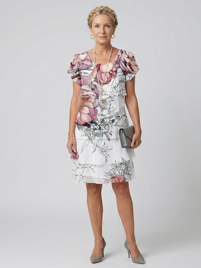 Avery | Vestido floral de largo a la rodilla con diseño limpio