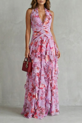 Bella | Vestido largo con cuello halter