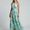 Portia | Vestido midi con cuello halter plisado y estampado floral