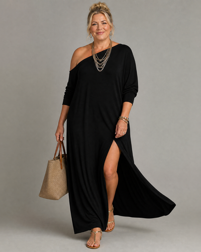 Asterelle | Vestido midi fluido de un solo hombro con abertura lateral