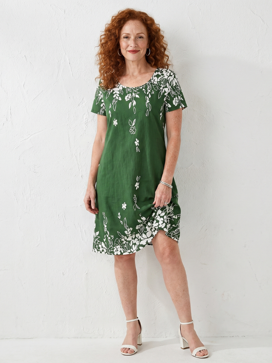 Dafne | Vestido corto de manga corta con borde floral