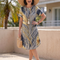 Vana | Vestido midi de cuello redondo con estampado de plantas