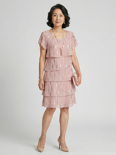 Elizabeth | Vestido a la rodilla elegante con lunares y líneas