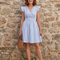 Blanca | Vestido corto de rayas con cintura fruncida