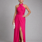 Vaelora | Vestido midi drapeado con escote halter cruzado y abertura lateral