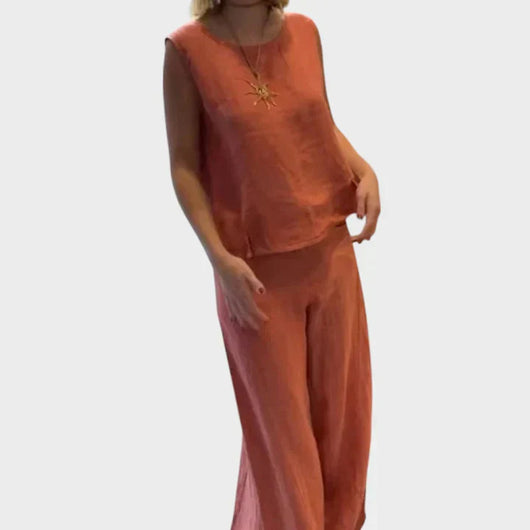 Paloma | Conjunto bohemio de top sin mangas y pantalones recortados