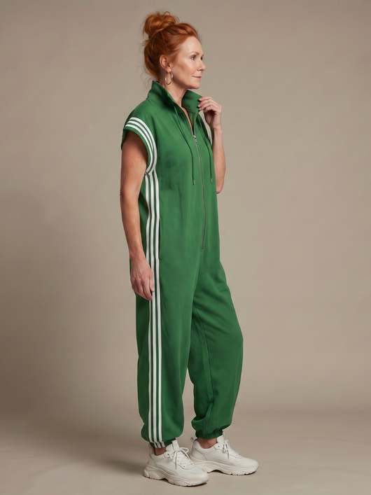 Lola | Mono con cremallera frontal y panel de rayas