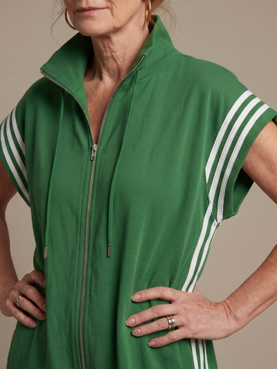 Lola | Mono con cremallera frontal y panel de rayas