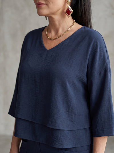Rocío | Conjunto de top en capas y pantalón de pierna ancha