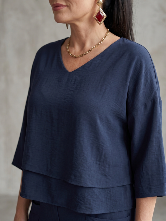 Rocío | Conjunto de top en capas y pantalón de pierna ancha