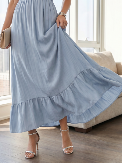 Clotilde | Vestido midi con mangas de volantes y cintura fruncida