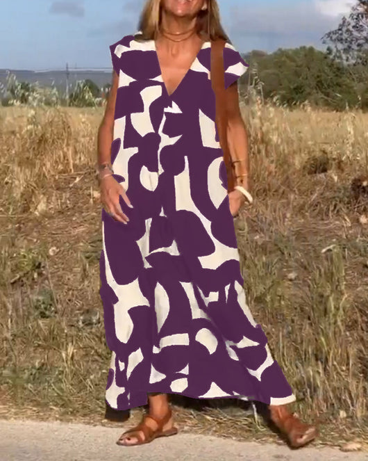 Elena - Vestido sin mangas con estampado geométrico irregular
