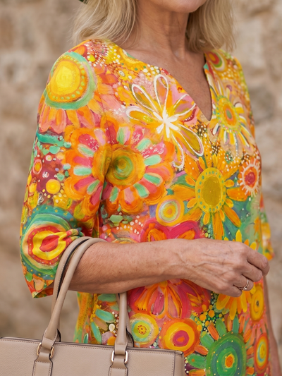 Zéfira | Vestido a la rodilla con estampado floral multicolor
