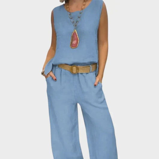 Paloma | Conjunto bohemio de top sin mangas y pantalones recortados