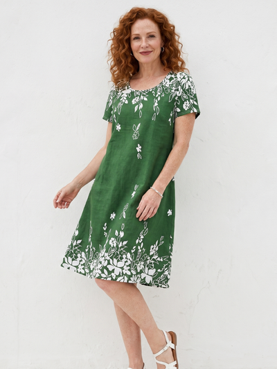 Dafne | Vestido corto de manga corta con borde floral