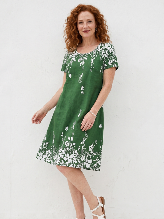 Dafne | Vestido corto de manga corta con borde floral