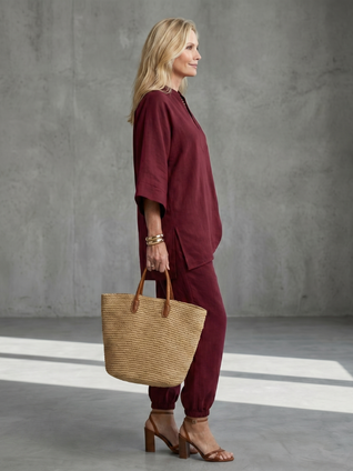 Georgina | Conjunto de túnica con escote en V y pantalones fruncidos