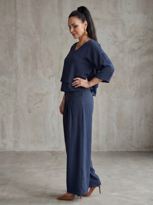 Rocío | Conjunto de top en capas y pantalón de pierna ancha