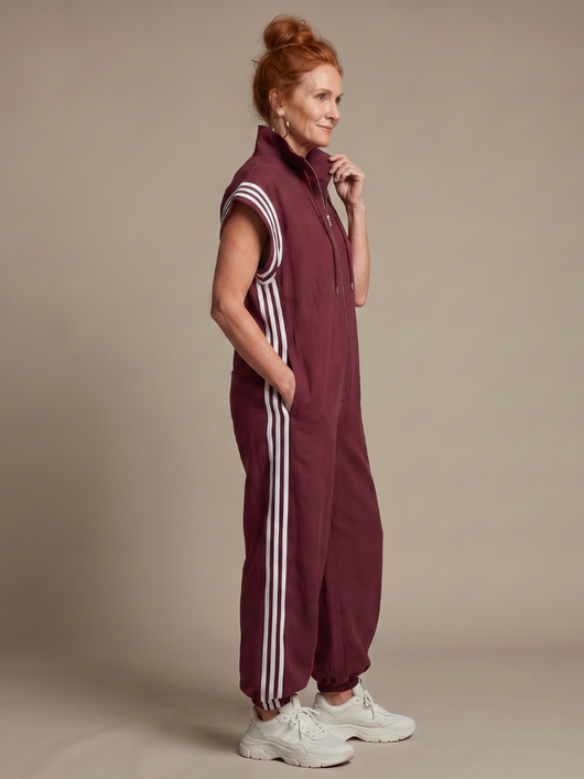 Lola | Mono con cremallera frontal y panel de rayas