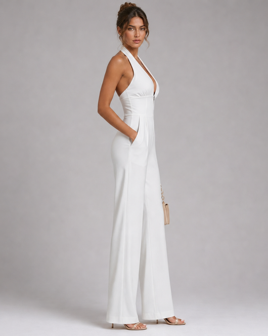 Nymera | Mono sin mangas de cuello halter de pierna ancha