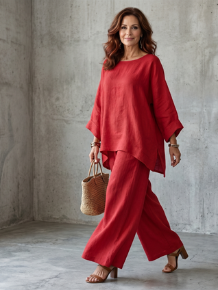 Pilar | Conjunto de túnica oversize y pantalón de pierna ancha