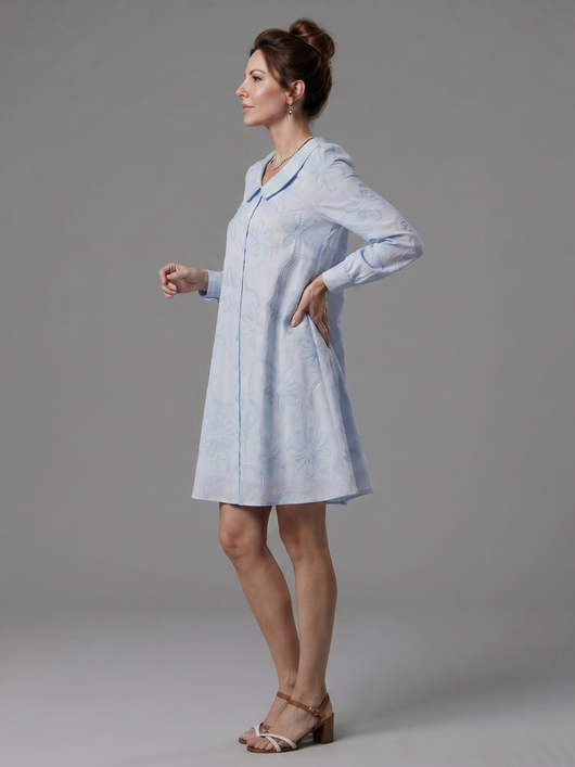 Ópalo | Vestido a la rodilla con cuello y botones frontales