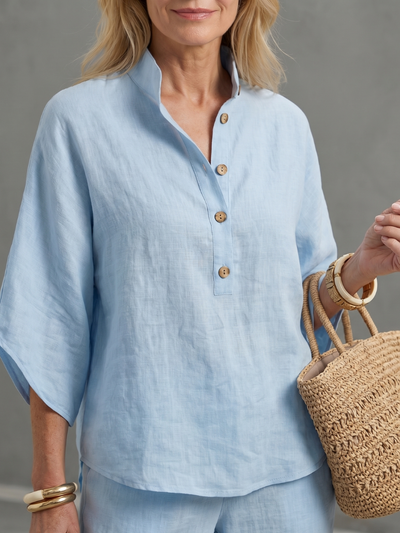 Amparo | Conjunto de túnica y pantalón de corte relajado con botones frontales