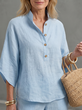 Amparo | Conjunto de túnica y pantalón de corte relajado con botones frontales