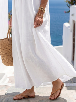 Celia | Vestido maxi fluido de color natural