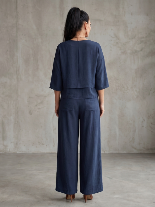 Rocío | Conjunto de top en capas y pantalón de pierna ancha